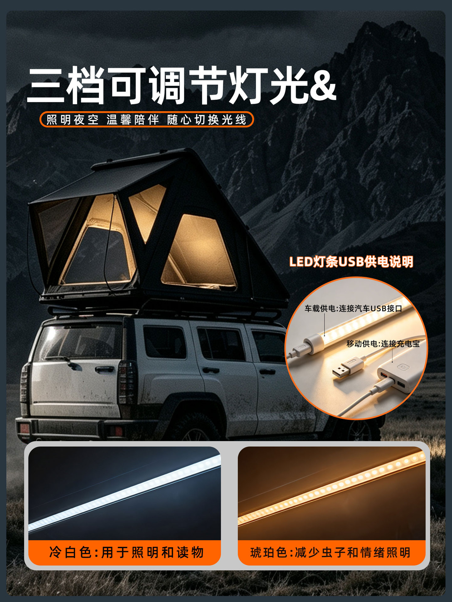 Cross-border bestseller: Triangular roof tent for self-driving trips, aluminum alloy hard-top camping tent, specialized for SUVs