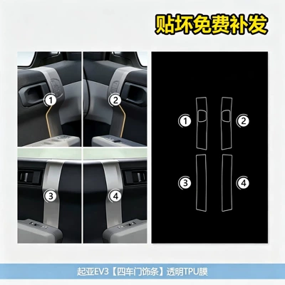 Car interior film: protector for the central control display - kia-ev3-four-door-model-transparent-tpu-film