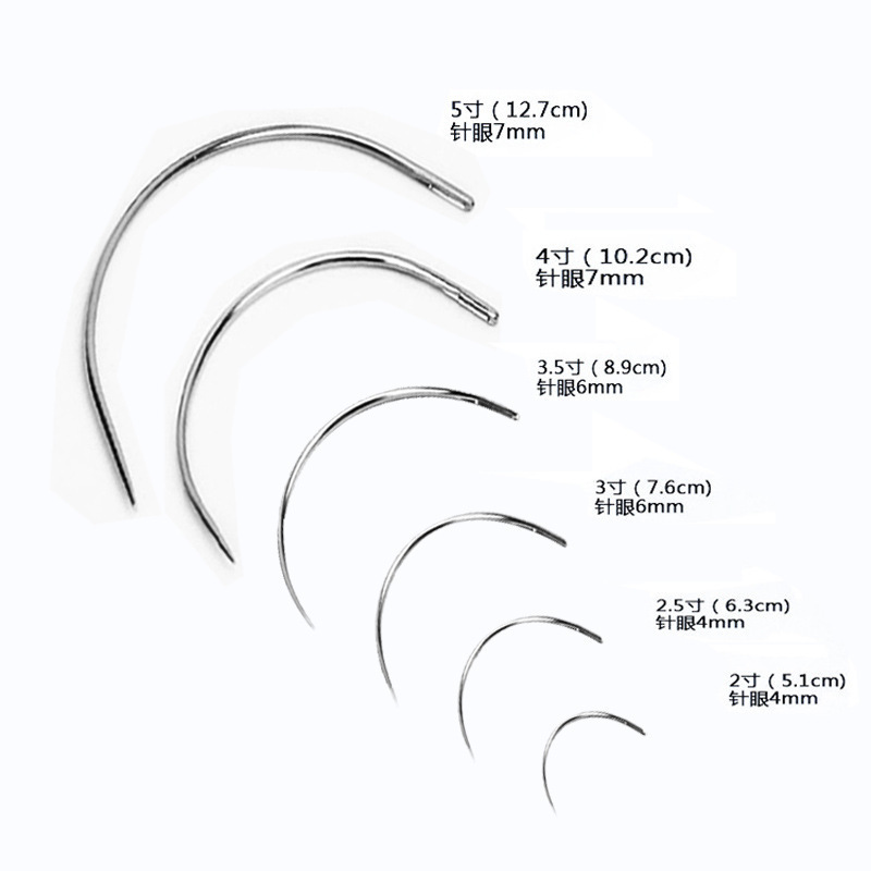 Fábrica directa agujero grande aguja curva en forma de c agujas de cuero hechas a mano agujas curvas agujas de coser agujas de coser DIY agujas de arco