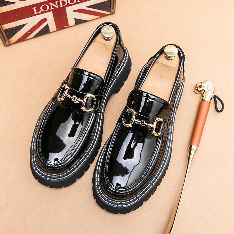 Rochie business bărbătească casual cu vârf rotund, din piele lăcuită britanică, pantofi de mire,_voghion.com