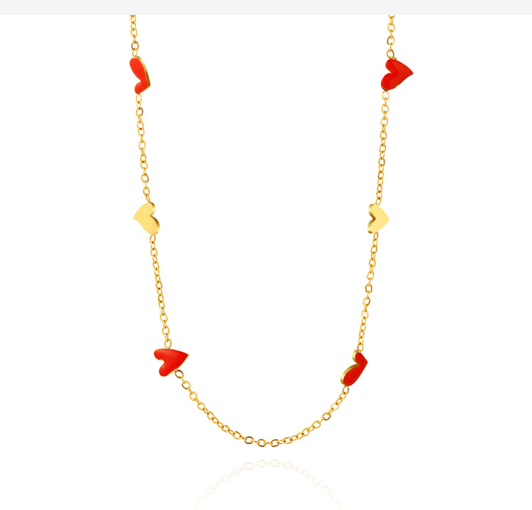 7g Weight PVD Coated Gold Plating Process 14K Gold, Real Gold Plated Plating Material 304 Stainless Steel Pendant Material PVD Coated 14K Gold Real Gold Plated Heart Shape 304 Stainless Steel Fashion Waterproof Non Tarnish 304 Stainless Steel Necklace