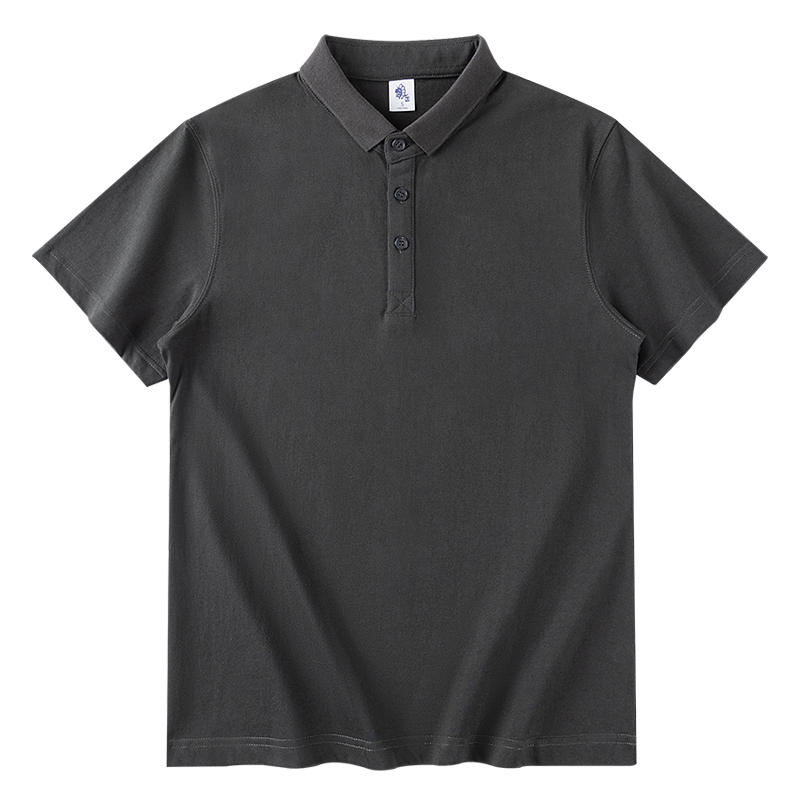 Camisas de algodón pesadas de verano con solapa polo masculinas de color sólido sueltas simples casuales versátiles camisetas