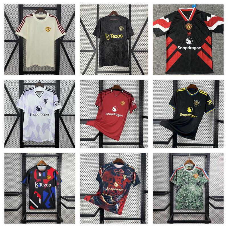 2526 England Red Devils Manchester United Home Jersey Away Short-Sleeved Men's Football Uniform Retro Commemorative Edition Pre-Match Jersey Print