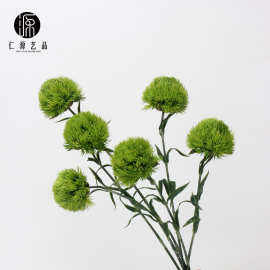 工厂直销 绿石竹仿真花软胶葱球 手感保湿毛球植物造景装饰插花艺