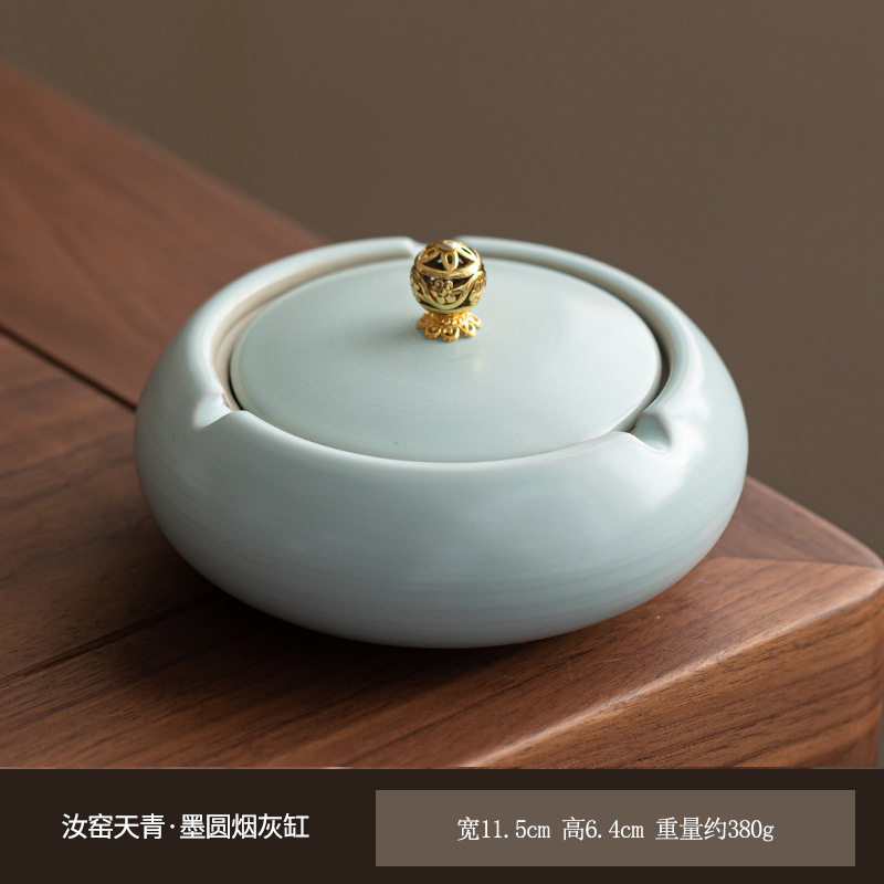 天青色汝窑三才盖碗敬茶碗家用开片可养功夫茶具喝茶杯泡茶器单个|undefined