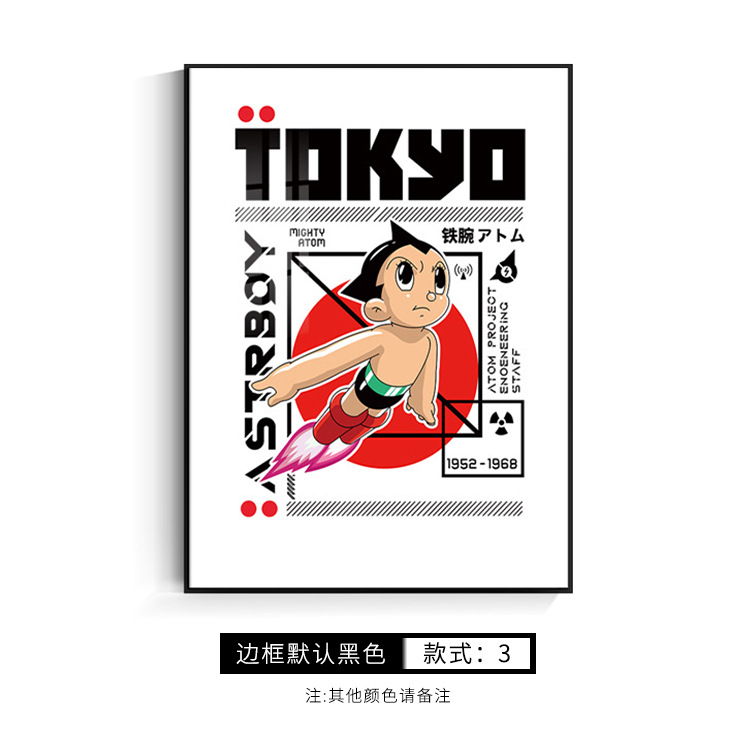 小紅書アトム装飾画寝室机児童室掛け画直播間ネット赤ミルクティー店装飾画