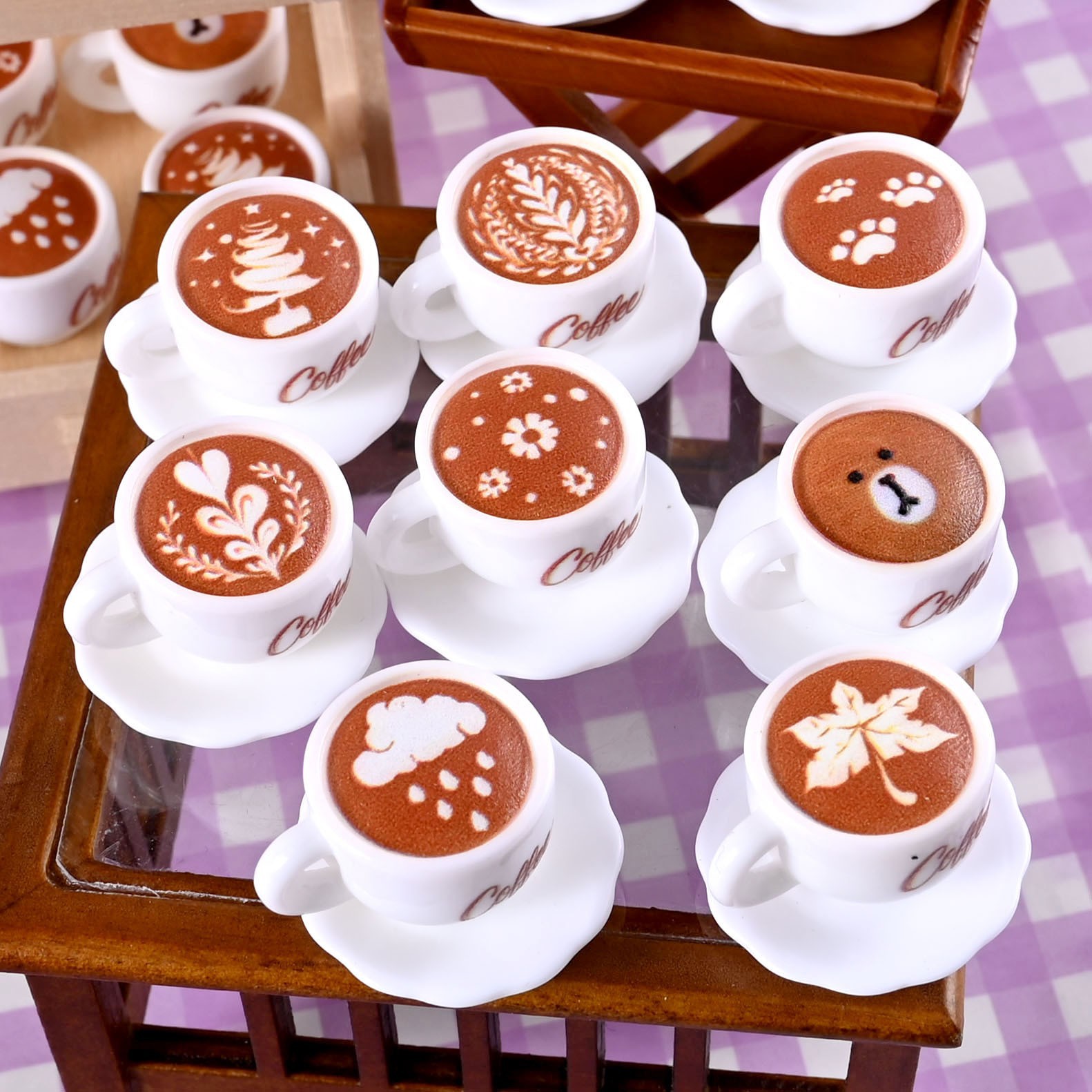 Cross-border exclusive resin simulation flower coffee cup food play children's diy Japanese doll house miniature accessories
