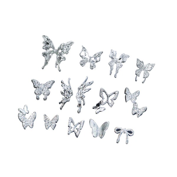 Popular silver hollow butterfly nail art jewelry metal large…