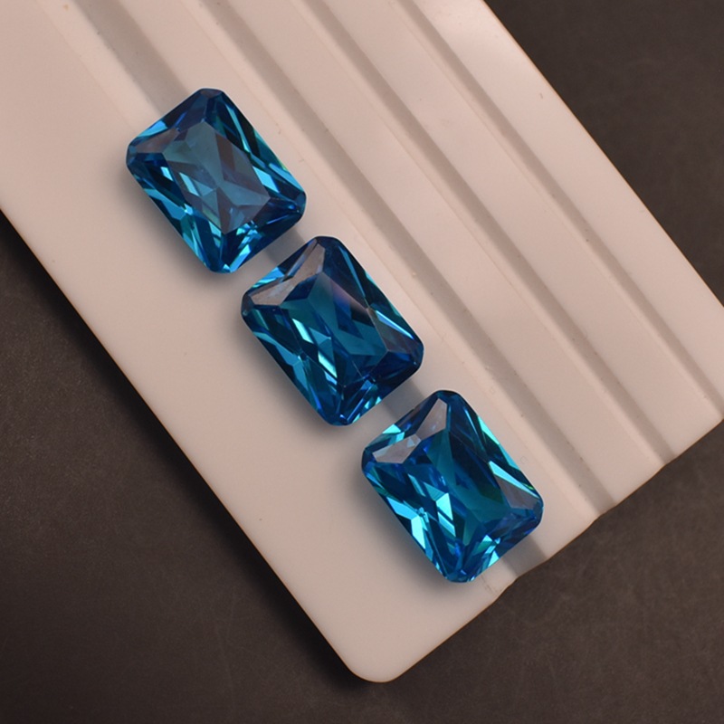 Deep sea blue baguette chamfered stone