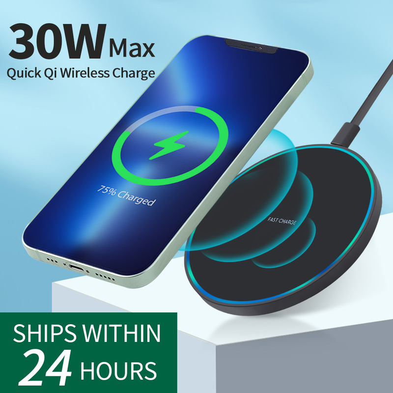 Rubber oil 10W smart QI wireless charger plastic simple round desktop mobile phone fast charging wireless charging Rubber oil 10W smart QI wireless charger plastic simple round desktop mobile phone fast charging wireless charging