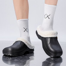 秋冬毛绒棉拖鞋室内保暖加绒洞洞鞋男女款家居外穿防滑毛拖鞋