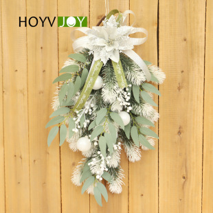 Hongyu Christmas White Head PE Christmas Flower Hanging Tree Front Door Home Door Hanging Home Decoration Pendant Amazon