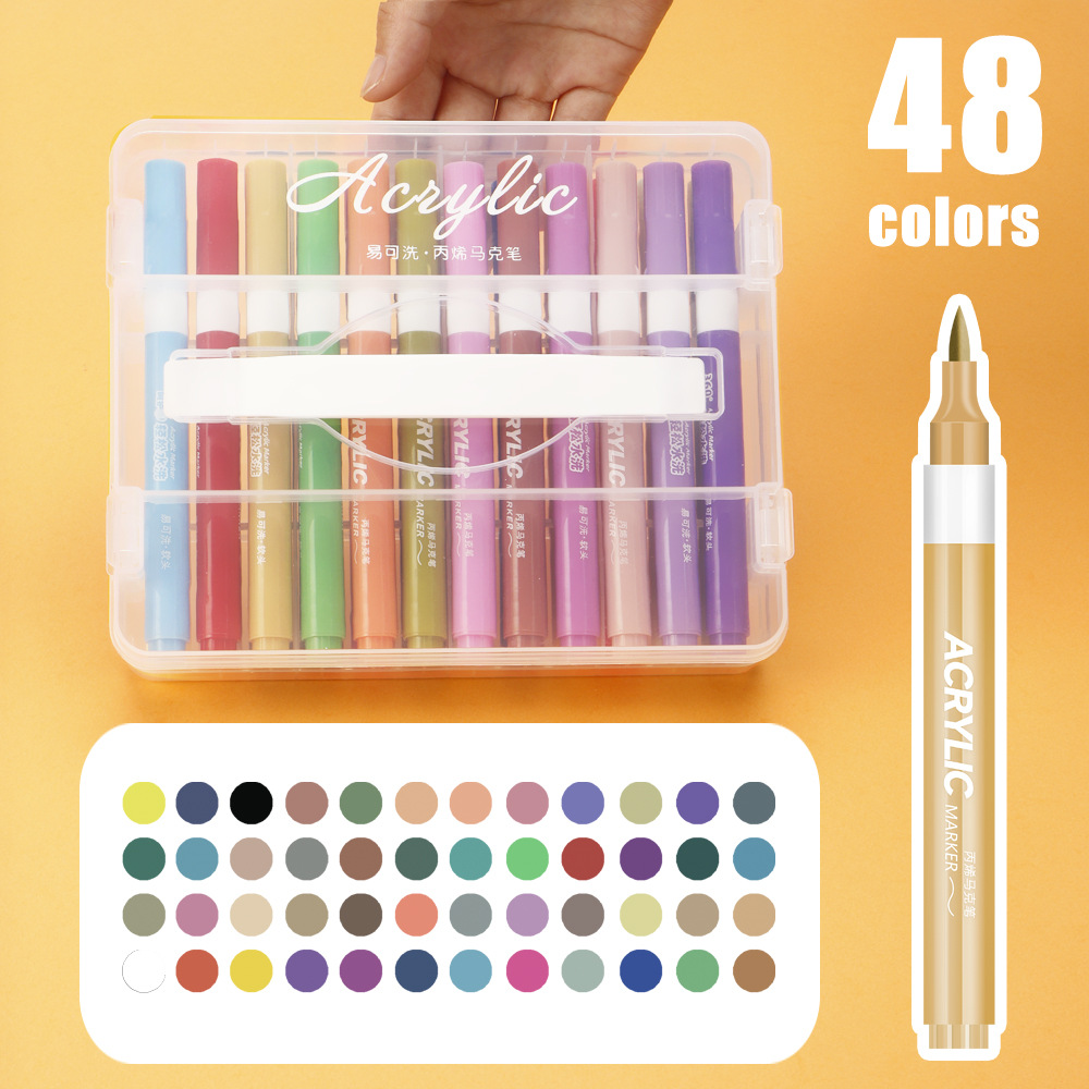 Caja de acrílico marcador de acrílico conjunto de cabeza suave pintura de los estudiantes puede plegar color fácil de lavar acuarela para niños al por mayor