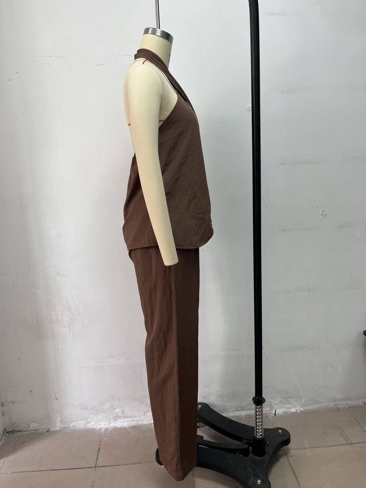 2026 New European And American Women's Clothing Off Shoulder Sleeveless Fashion Trousers Fashion Casual Set_ecoleips.com