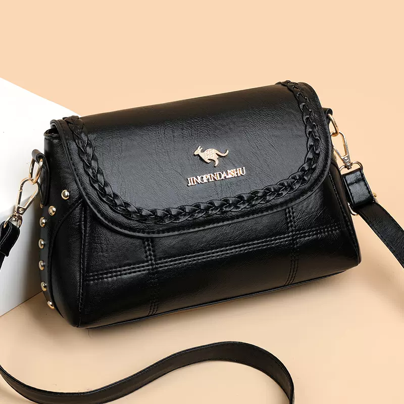 真皮质感包包女2022新款潮软皮斜挎包大容量百搭单肩包时尚妈妈包