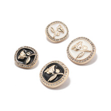 玫瑰花纽扣 时尚金色加黑玫瑰花纽扣 小香风扣子 圆形金属手缝扣