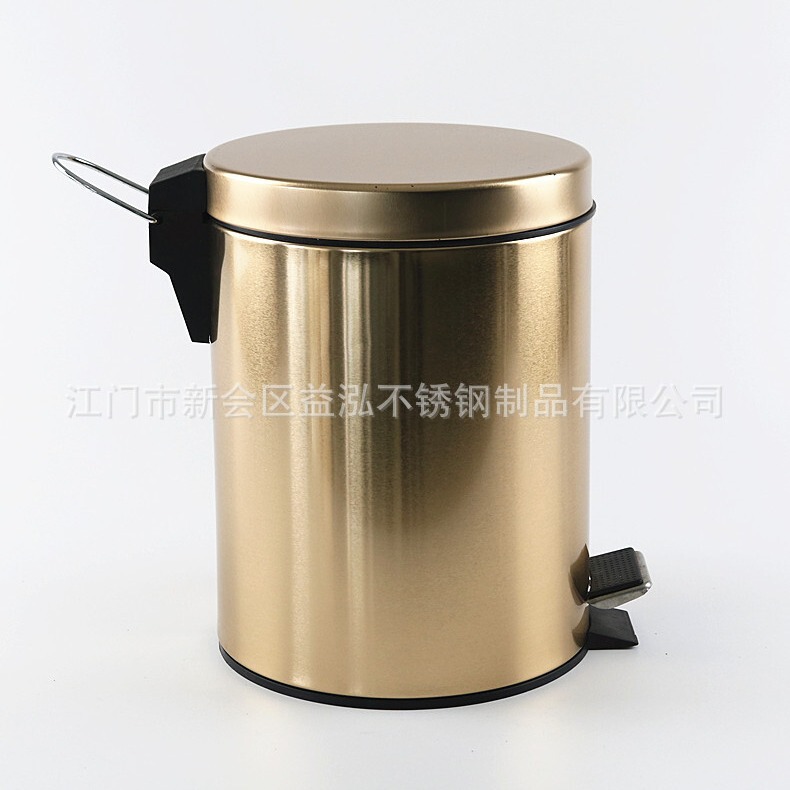 Silent Slowly Dropping Stainless Steel Trash Bin Indoor Household Kitchen Bathroom Round Foot Liner Trash Bin