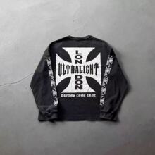 9258 Long Sleeve / Black embroidered streetwear style
