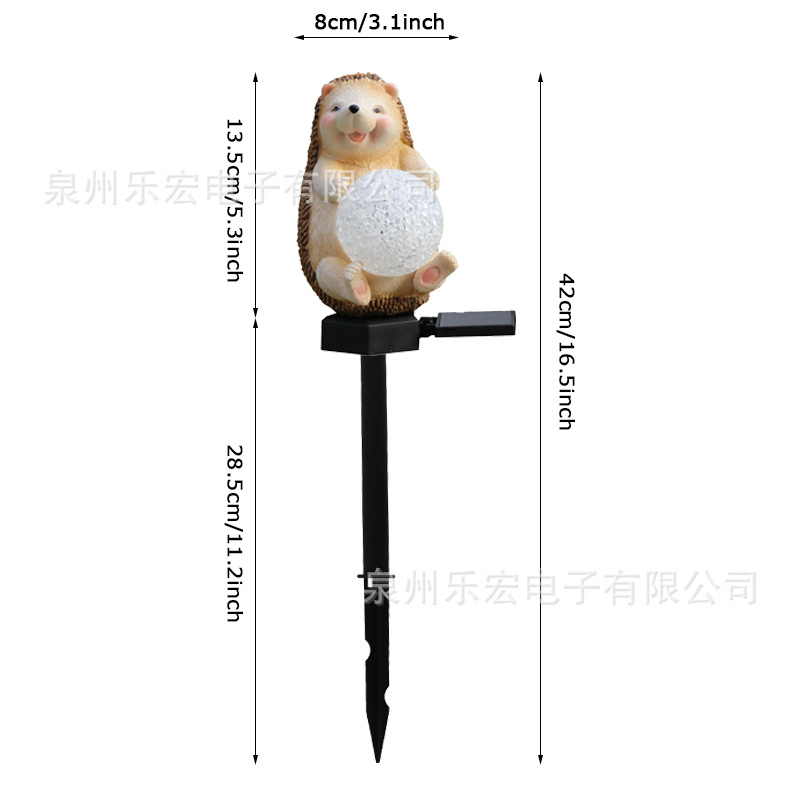 Transfronterizo Venta caliente al aire libre colorido luz paisaje lámpara solar lámpara de césped de dibujos animados jardín atmósfera erizo Lámpara decorativa