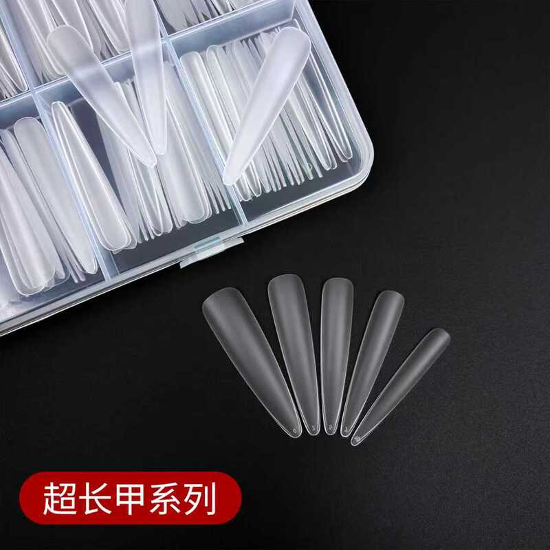 Specialized Nail Art Extra-Long Version 4.5 Ultra-Long Thin Dog-Shaped Nail Tips Matte Seamless Fake Nail Stickers Thin Dog-Shaped Pointed Trapezoidal Shape