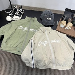 2024春款兒童美式假兩件夾克衫男童女童刺繡字母立領外套棒球服潮