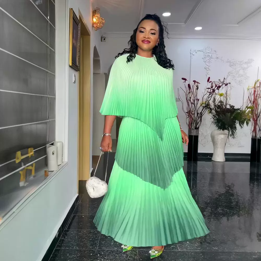 Трансграничная африканская мода женская одежда свободная плиссированная градиент