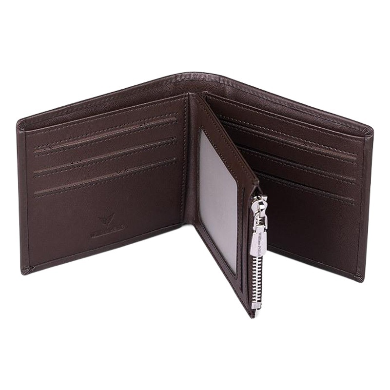 El emperador Paul billetera hombres billetera corta primera capa de piel de vaca de los hombres billetera de cuero genuino billetera corta con caja de regalo