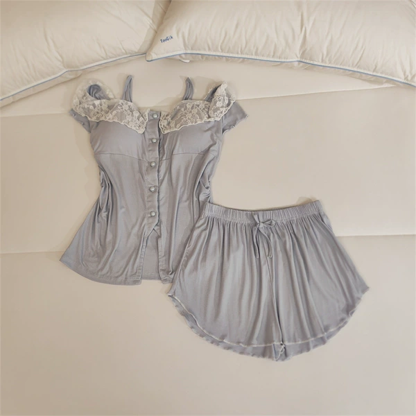 Detachable blue breast pads, shorts, with short sleeve