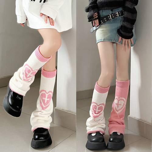 Harajuku style funny girl calf pile socks for women autumn and winter knee pads to keep warm jk white pink hot girl trumpet socks