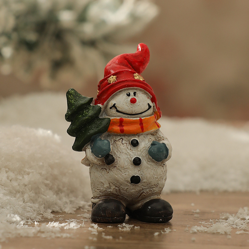 クリエイティブ雪だるまサンタクロースデスクトップクリスマス装飾小物ミニクリスマスシーン配置撮影小道具|undefined