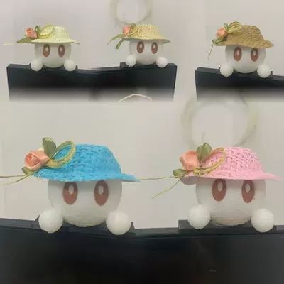Decoration Universal Screen Ornament Car ornaments - 50mm-long-black-base-3d-printed-ideal-doll-double-flower-hat-pink