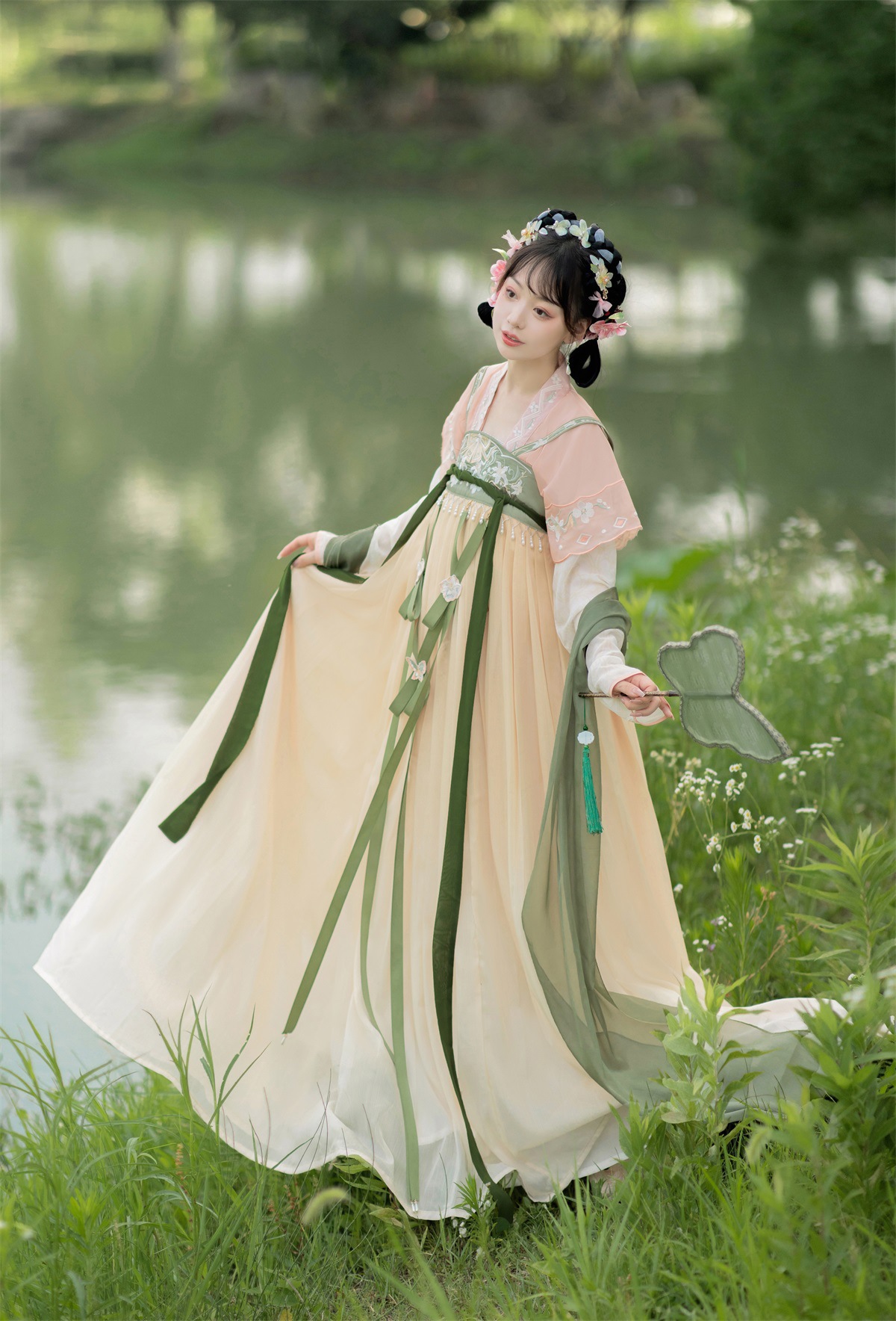 原创设计铃兰百合汉服女飘逸春秋中国风仙气齐胸襦裙全套8373-阿里巴巴