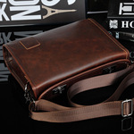 跨境新款男包商务休闲古棕单肩斜挎包双拧锁设计潮流包单肩差包