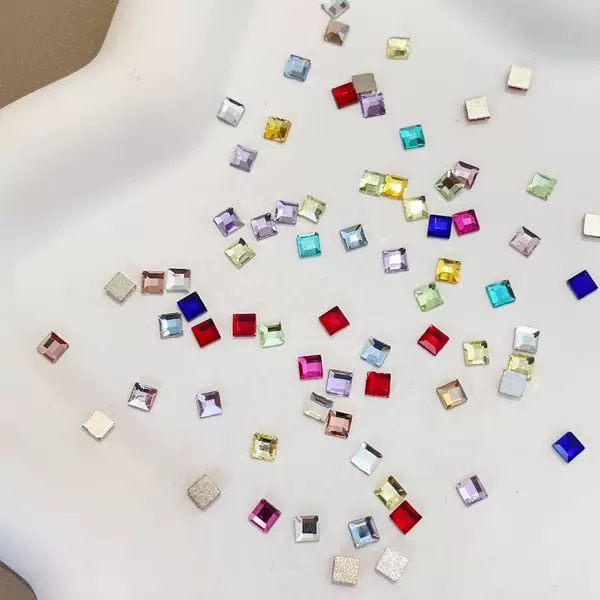 3mm 4mm Square Diamond Manicure White Glass Colorful Flats Bottom Special-Shaped Diamond Jewelry Nail Accessories Diamond