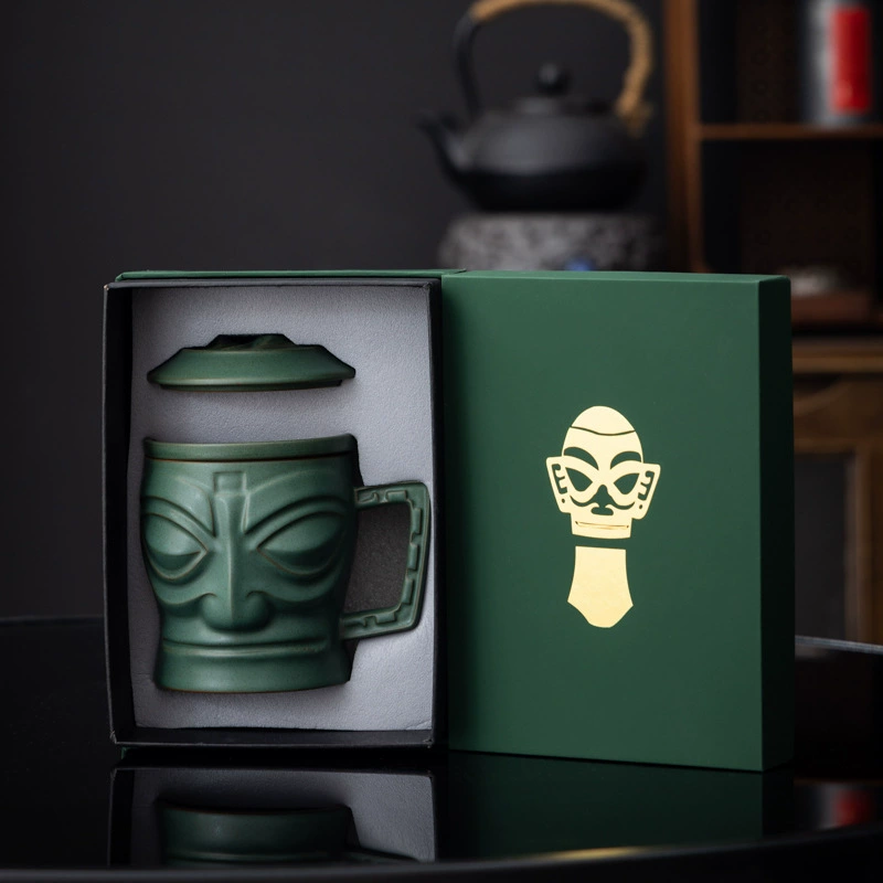 Чашка для чая (Sanxingdui) керамическая, сувенир с подарочной коробкой для офиса и путешествий