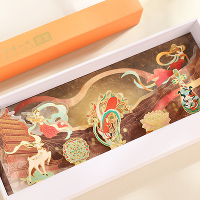 Dunhuang wonderland scene Guochao Winchance gift Metal Antiquity bookmark Gift box packaging student business affairs gift Send teachers