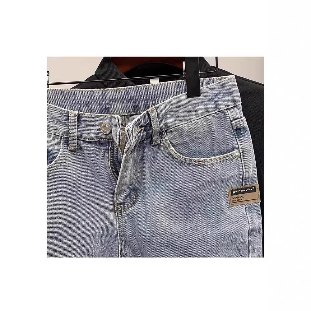 Men's Retro Blue Denim Shorts High End Casual Five Point Pants Summer Trendy Outerwear_mkmklike.com
