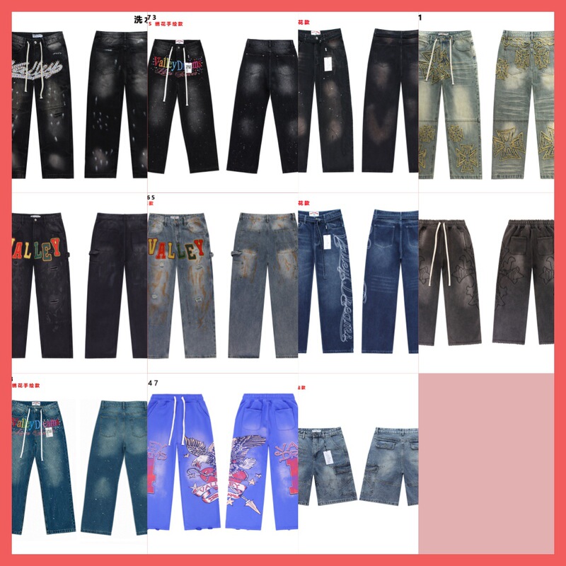 Real Shot of In-Stock Vale Forever American High Street Style Rainbow Letter Embroidery Rhinestone Splatter Wide-Leg Jeans Real Shot of In-Stock Vale Forever American High Street Style Rainbow Letter Embroidery Rhinestone Splatter Wide-Leg Jeans
