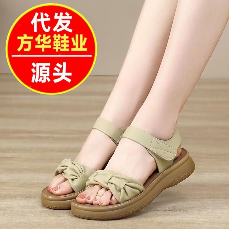 2026 primavera nueva sandalias de playa casuales de suela gruesa sandalias velcro suaves sandalias adelgazantes sandalias para mujeres
