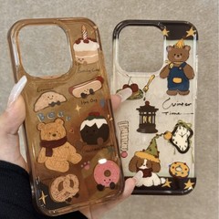 小紅書で話題の可愛いドーナツベア iPhone17promax対応スマホケース 14新作16二層構造