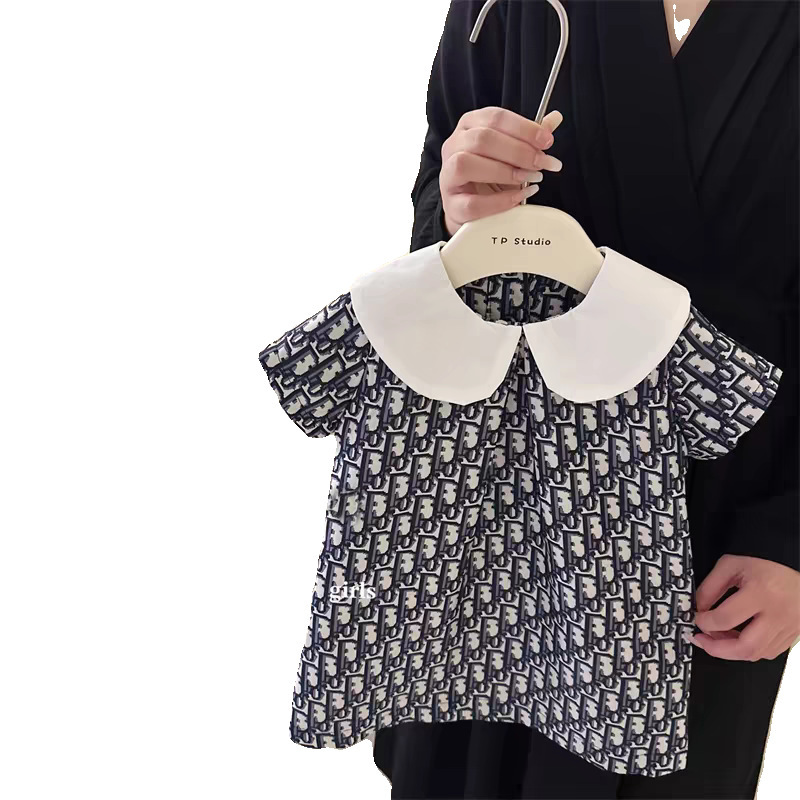 Limón salado siete bebés niñas 25 verano nuevo estilo bebé estilo occidental gran nombre muñeca cuello jacquard solapa vestido de moda