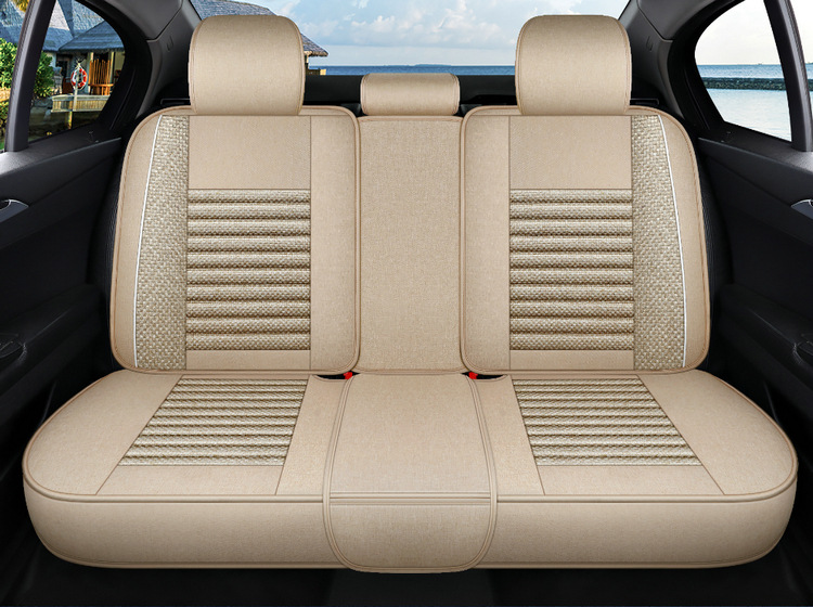 Car Seat Cushion, Universal for All Seasons, New Linen Fabric Seat Cover, Fully Enclosed Special Seat Cushion, Summer Breathable Seat Cover