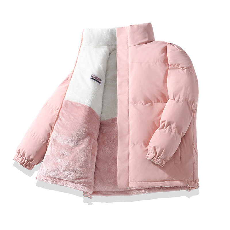 Transfronterizo doble cara de cuello vertical chaqueta de pluma de algodón para hombres y mujeres invierno nuevo chaqueta de cordero gruesa abrigo caliente de moda masculina