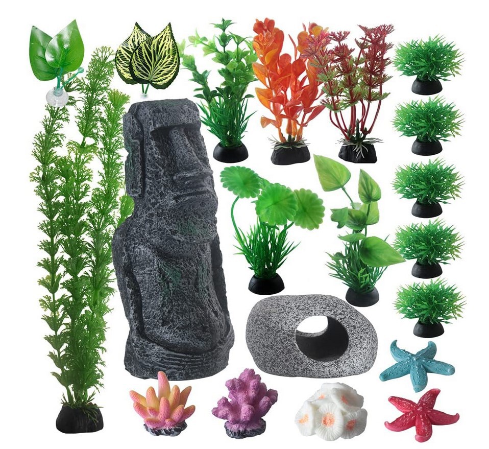 Acuario paisaje decoración simulación plantas acuáticas simulación planta decoración pecera plástico plantas acuáticas 8 plantas acuáticas mixtas traje