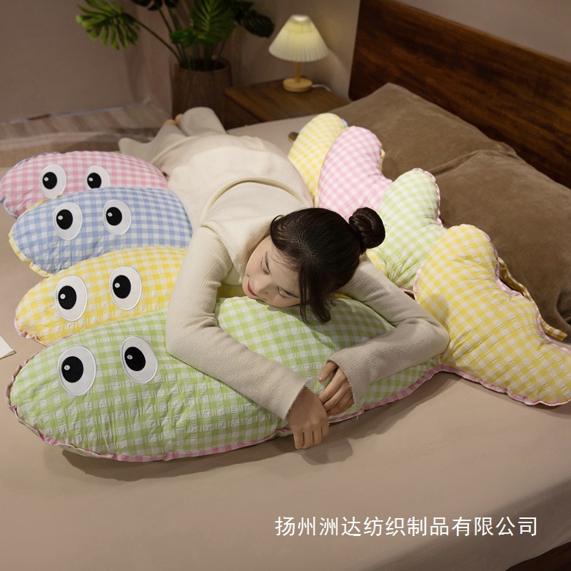 Almohada Larga de Peluche de Algodón y Algodón PP, Decorativa, para Cama y Hogar