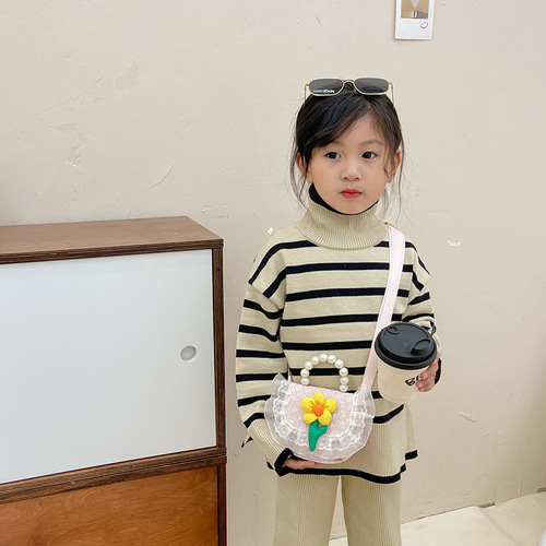 Children's Bags Autumn and Winter New Cute Flower Exquisite Mini Coin Purse Fashion Princess Handbag Accessories Crossbody