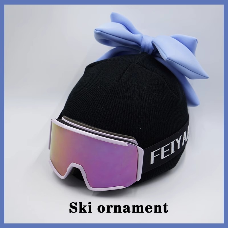 Ski Hat Helmet Cover Cute Creative Light Blue Double Layer Bow