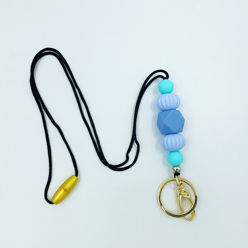 Amazon nuevo collar de insignia versátil maestro enfermera ID de estudiante Cordón de identificación de silicona con cuentas cordón llavero
