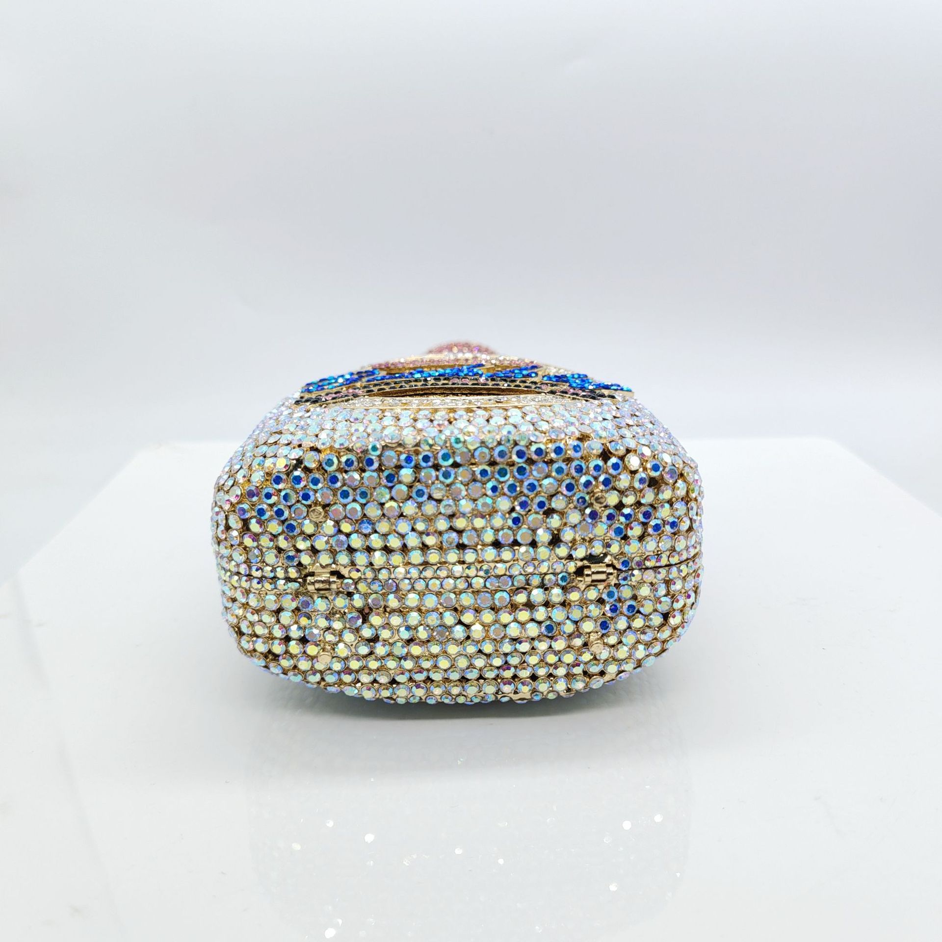 Túi clutch nữ đính đá dạ hội hình chai sâm panh kim cương giả — màu bạc, màu vàng, màu đen chi tiết 11