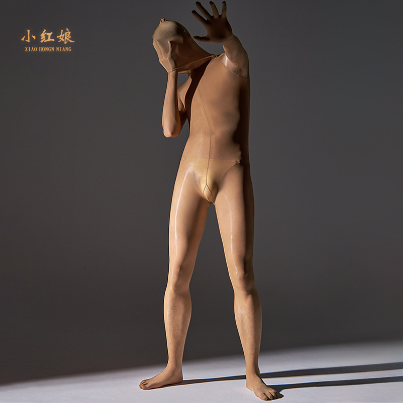 Horse Oil Socks Ultra-Thin Full-Body Clothes Oil-Bright Tight Bodice Anti-Shook Silk Pants Sexy Rear-off Five-Finger Black Stockings for Men